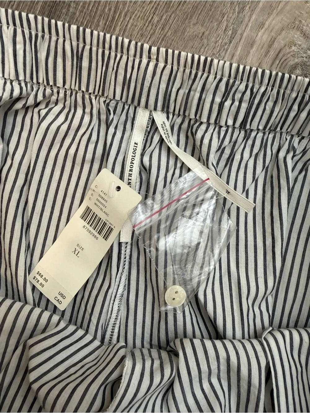 NWT Anthropologie The Wren Boxer Pant White & Navy Stripe XL - Picture 9 of 11